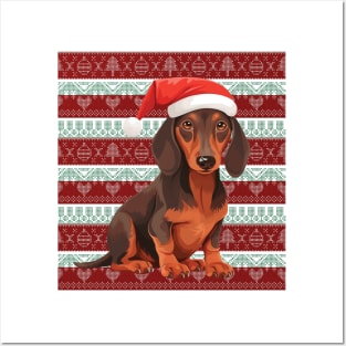 Funny Dachshund Dog Christmas Ugly Posters and Art